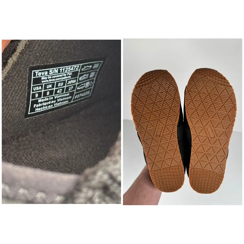 Teva ReEmber Ember‎ Moc Black Quilted Plaza Slip On Shoes 1125472 Mens 9 Casual